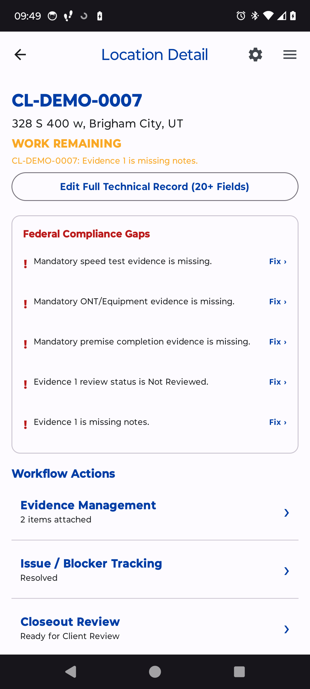 BroadbandOps application screenshot